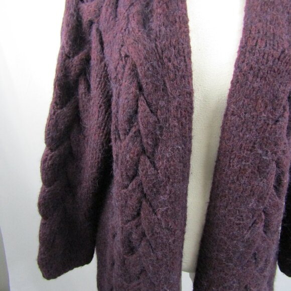 H&M Purple Alpaca Wool Blend Chunky Knit Button Cardigan M - Picture 2 of 12